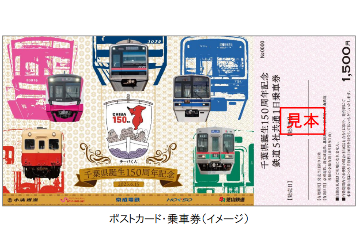 鎌ケ谷市】「千葉県誕生１５０周年記念 鉄道５社 共通１日乗車券」が