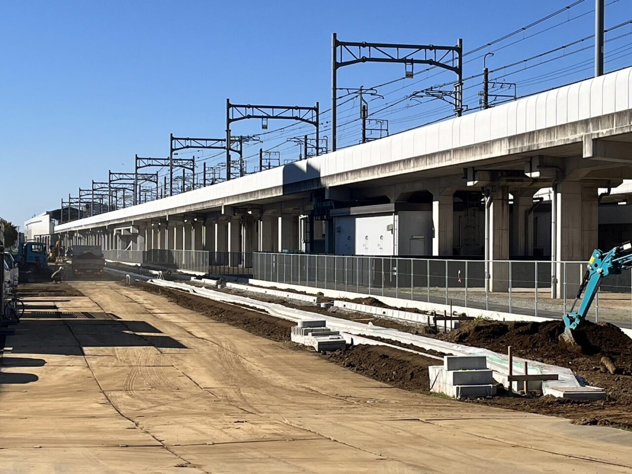 新鎌ヶ谷駅近くの工事の様子