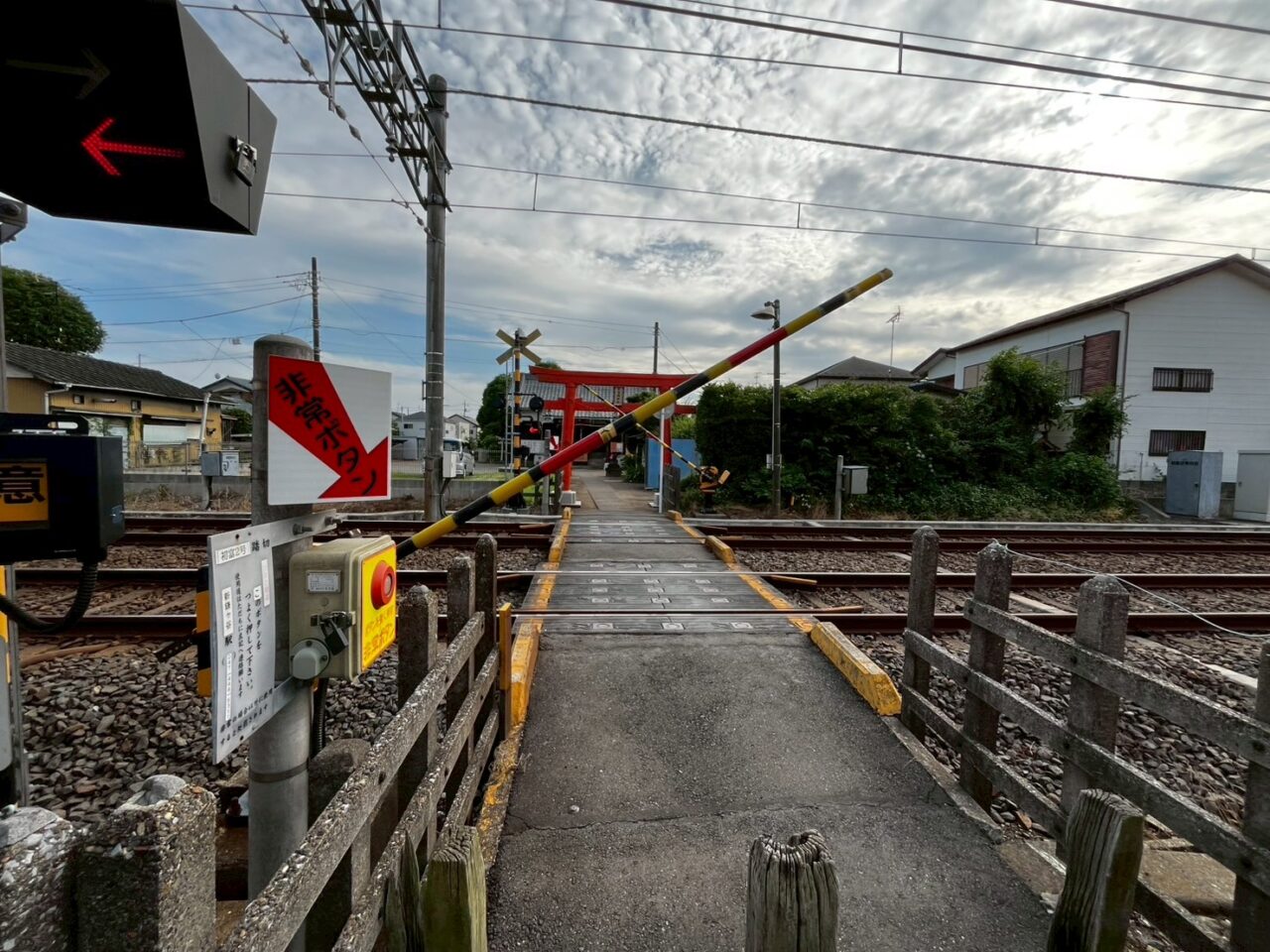 参道を通る京成線の線路