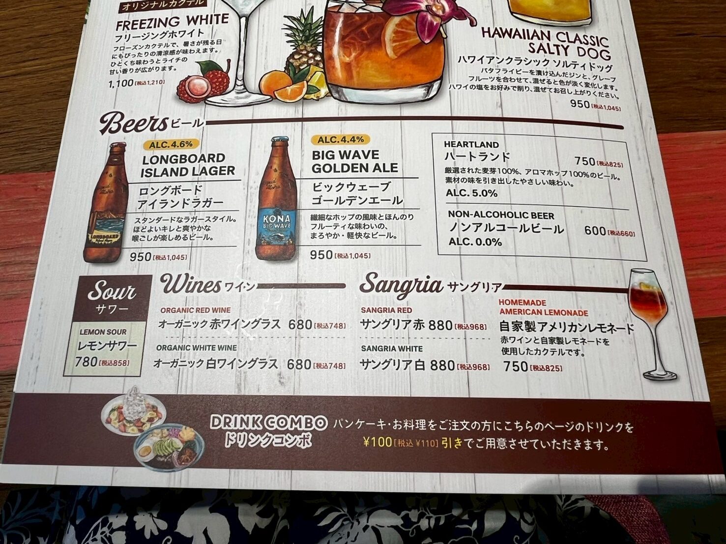 アルコールメニュー