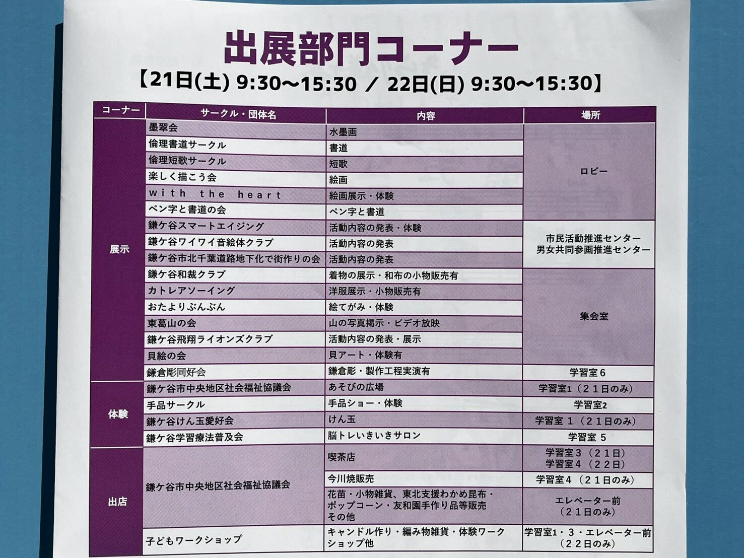 出展部門コーナー